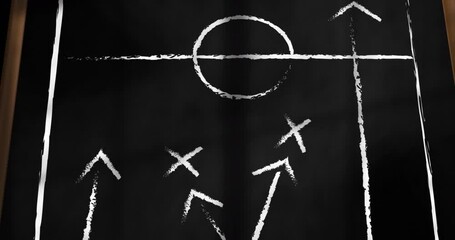 Animation of football tactics and strategy on black background - Powered by Adobe
