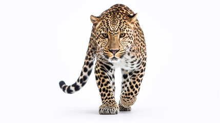 Leopard on white background. AI generative