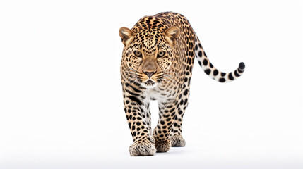 Leopard on white background. AI generative