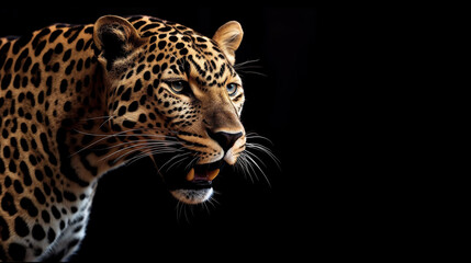 Leopard on black background. AI generative