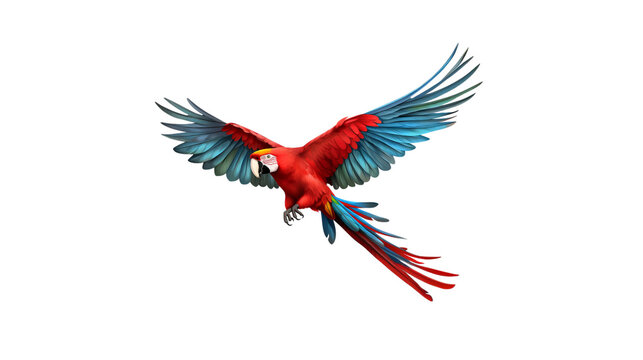 red macaw on transparent background for decorating projects. AI generative