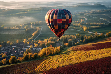 A Hot Air Balloon Ride with a Picturesque Landscape