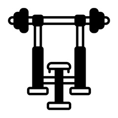 Bench Press Set concept,  weight training bench with barbell vector icon design, Fitness and Wellness symbol, Workout and Weightlifting sign, Personal training equipment stock illustration