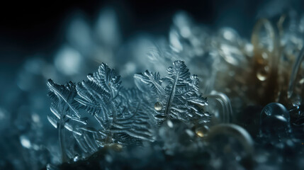 Naklejka na ściany i meble Macro shots of ice and snow crystals