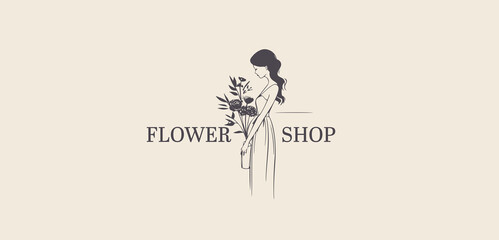 Fototapeta premium Vector logotype for flower shop, luxury beauty salon, fashion, skincare, cosmetic