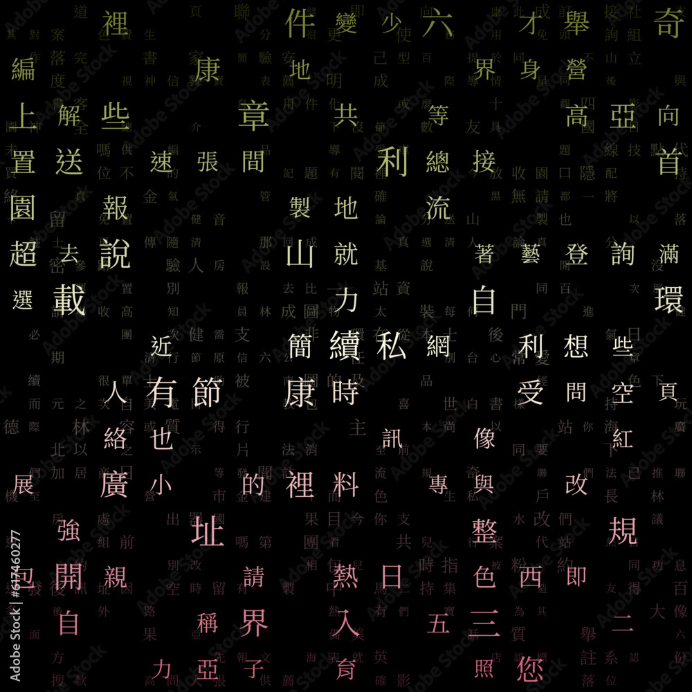 Poster abstract matrix background. random characters of chinese traditional alphabet. gradiented matrix pat