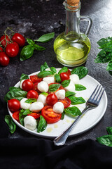 Caprese salad with tomato, mozzarella and basil