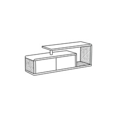 Cabinet icon line simple furniture design, element graphic illustration template
