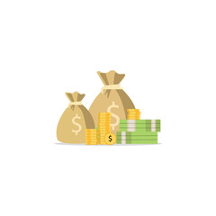 Money bag icon, moneybag flat simple cartoon illustration. Vector illustration.