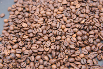 Fondo textura de granos de café. Copy space. Close up.