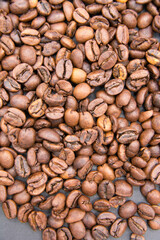 Fondo textura de granos de café. Copy space. Close up.