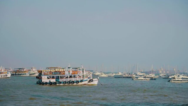 Ferry boat at Gateway of India, Mumbai city, India