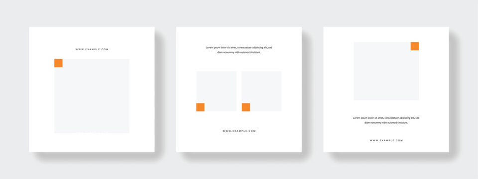 Minimal social media layouts for business, creative square editable template layout set with place for photos and negative copy space, digital marketing graphics