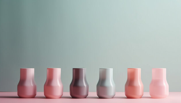 Abstract pottery collection in pink and blue generated by AI
