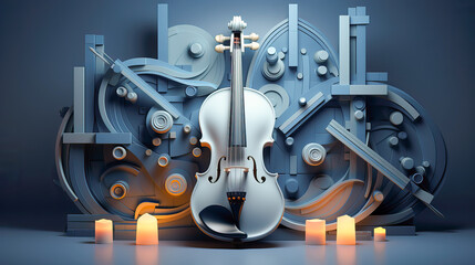  Illustration of a violin on abstract geometric background
. Generative AI.