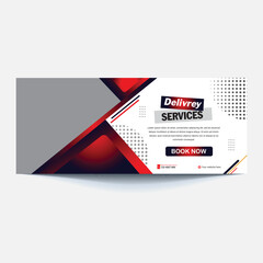 Delivery services vector web banner collection. Online delivery facebook cover or web banner design template