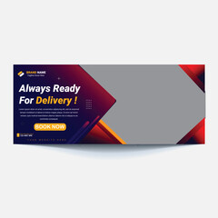 Delivery services vector web banner collection. Online delivery facebook cover or web banner design template