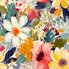 Gordijnen Seamless floral pattern with summer flowers © Chirus