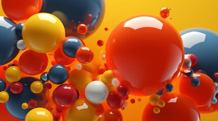 Fototapeta na wymiar colored bubbles flying rendering minimal background 