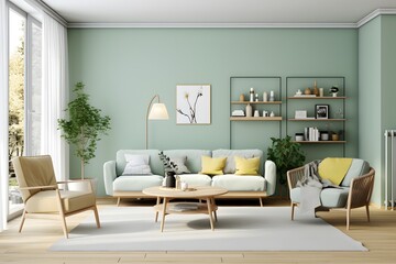 modern living room with table