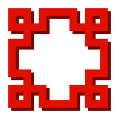 Fototapeta premium Red Frame Square Outline With Hard Dark Red Shadow