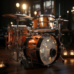 Drum set. Square illustration. AI generative.