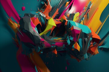 A colorful abstract design with a mix of bold and contrasting tones and hues inspired by street art, Generative AI