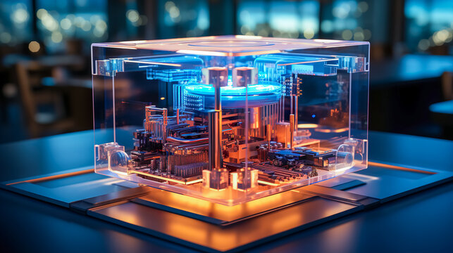 futuristic concept of a quantum computer (generative AI)