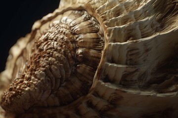 A close-up of a natural object, such as a seashell or fossil, with unique and fascinating details and textures, Generative AI