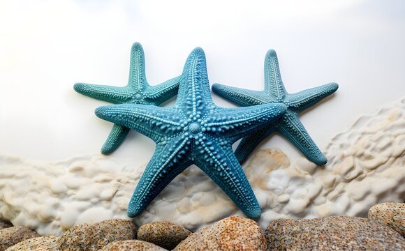 High-Resolution Image of Blue Sea Star, Closeup, Isolated on White, Natural Textures, Excellent for Commercial Projects and eCommerce, Generative AI, Generative, KI
