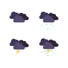 Tuinposter Night weather icons. Vector illustration in flat style. © Bemart
