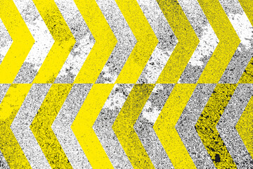 Chevrons jaunes sur asphalte vintage - obrazy, fototapety, plakaty