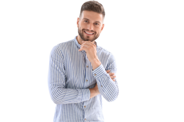 Portrait of happy businessman with arms crossed standing on a transparent background