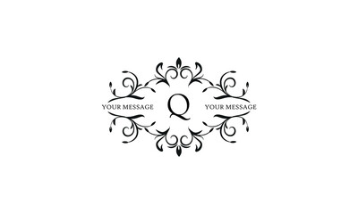 Calligraphic elegant initial Q logo design. Emblem for royalty, business card, boutique, hotel, restaurant, cafe, jewelry.
