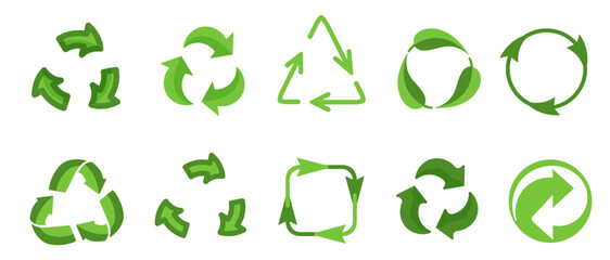 Obraz premium Heart recycle symbol, icon set. Heart with arrows. set of recycling icons. recycle logo symbol. Vector EPS10