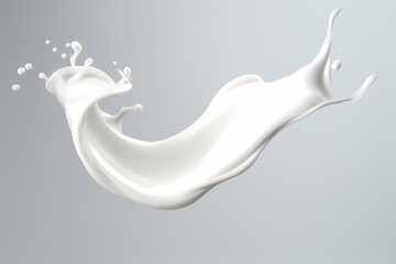 Artful representation of milk splash transforming into a wave of yogurt and cream, generative by AI.
