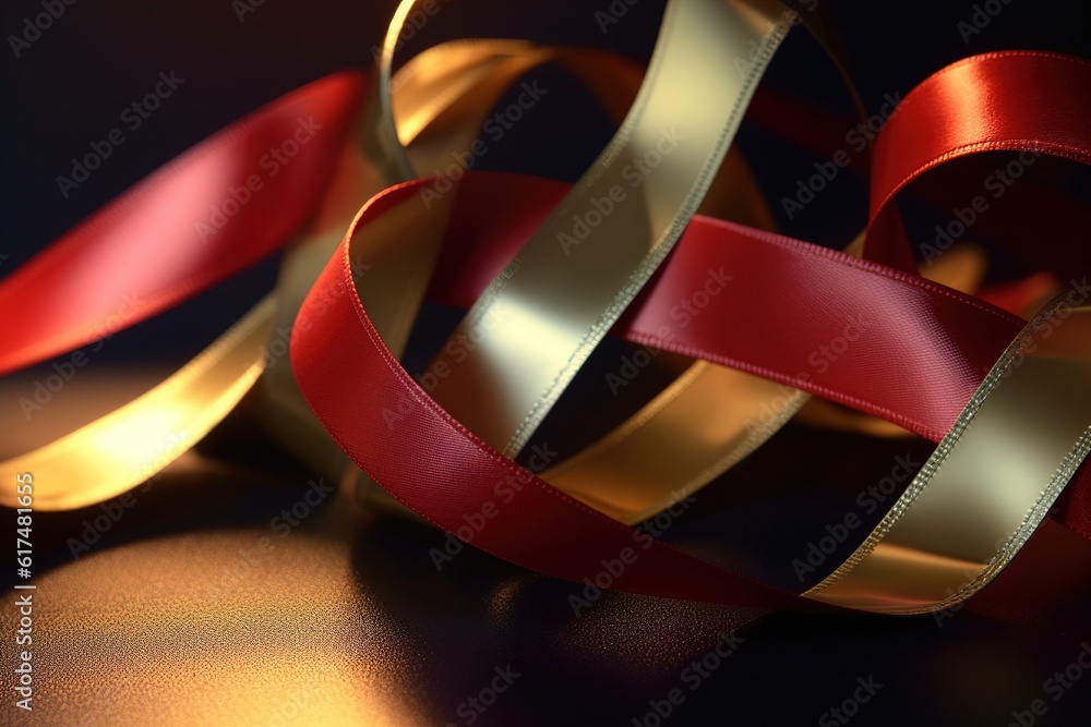 Poster colored ribbon close up. generated by ai.