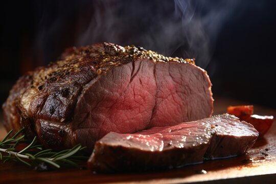 roastbeef closeup. generated by AI.