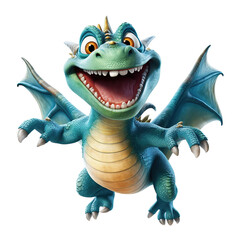 Happy, smiling, flying dragon