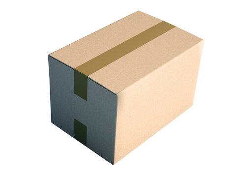 Cardboard box on blue