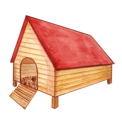 chicken coop watercolor © IULIIA