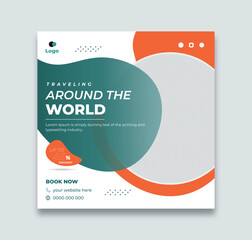 travel tour post or social media post template