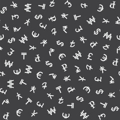 Fototapeta premium Symbols of Various Currencies Seamless Pattern