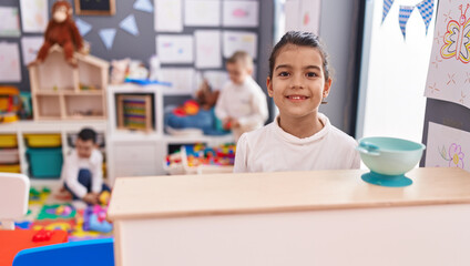 Group of kids students playing at kindergarten