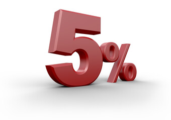 red five percent on transparent background