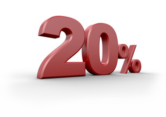 Red twenty percent on transparent background