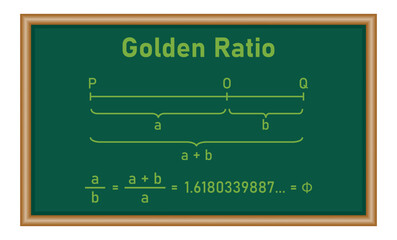 Fototapeta premium Line segment in the golden ratio in mathematics. math resources for teachers and students.
