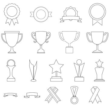 Award icon vector set. Trophy illustration sign collection. Success symbol or logo.