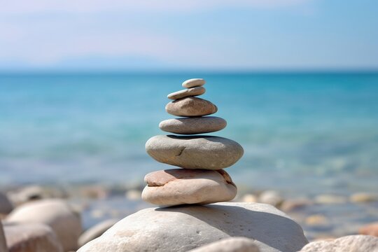 Stacked Rocks at the beach stock photo. Image of tranquility - 193330730