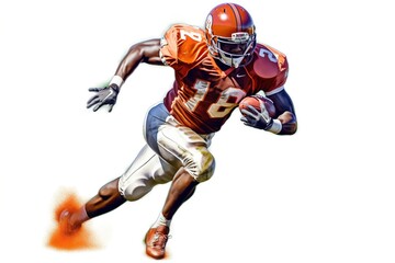 drawing of sportsman American football isolated on white background. AI generated.